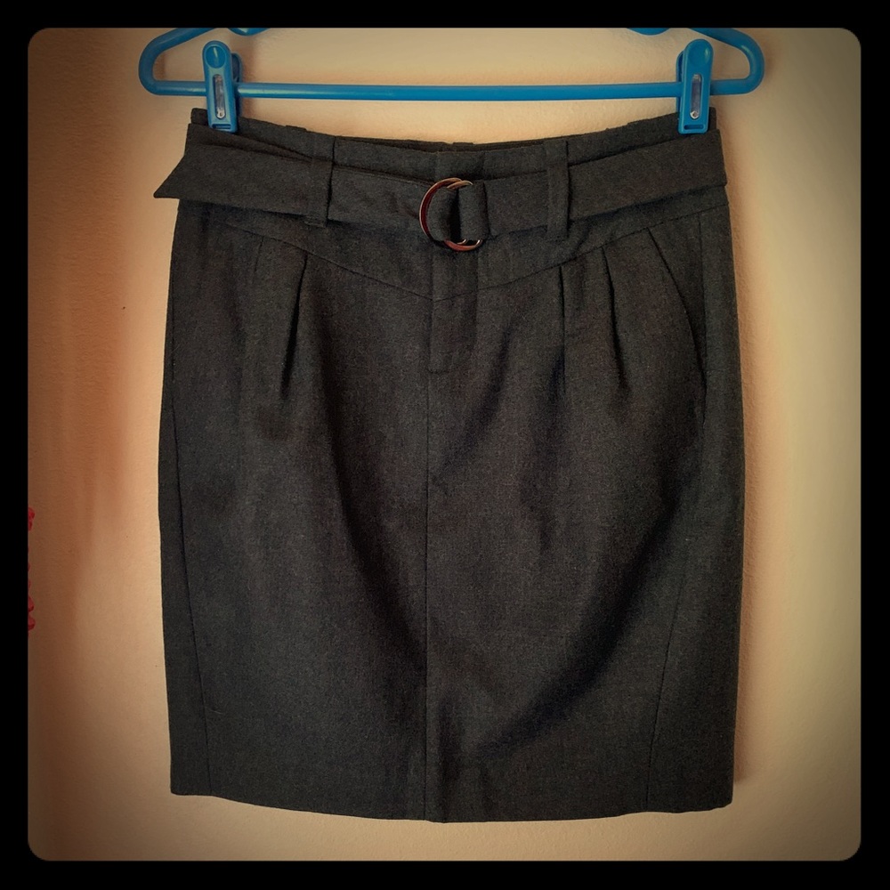 Wool Belted Tulip Skirt